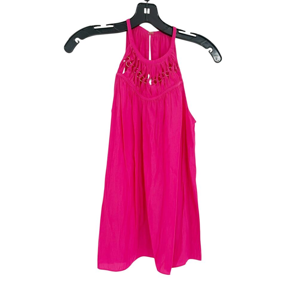 RAMY BROOK Top NEW Size XS Pink Fuchsia $325 Tank Gold Cut Out Katie Blouse - Picture 3 of 4